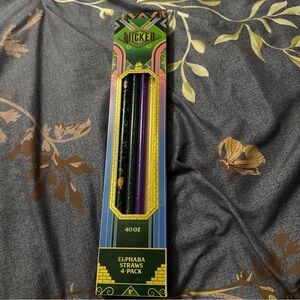 Elphaba Glitter Party Straws 4-Pack - Black & Purple